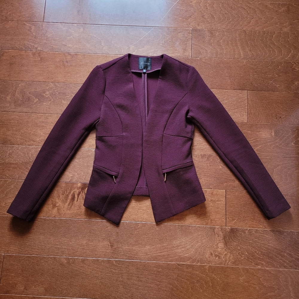 Dynamite Jacquard Blazer In Plum